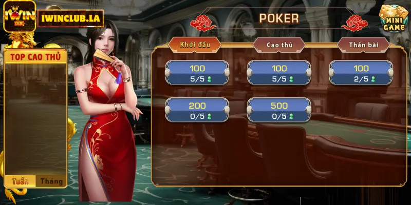 Luật chơi chung của game bài Poker IWIN CLUB 7 POKER IWIN CLUB